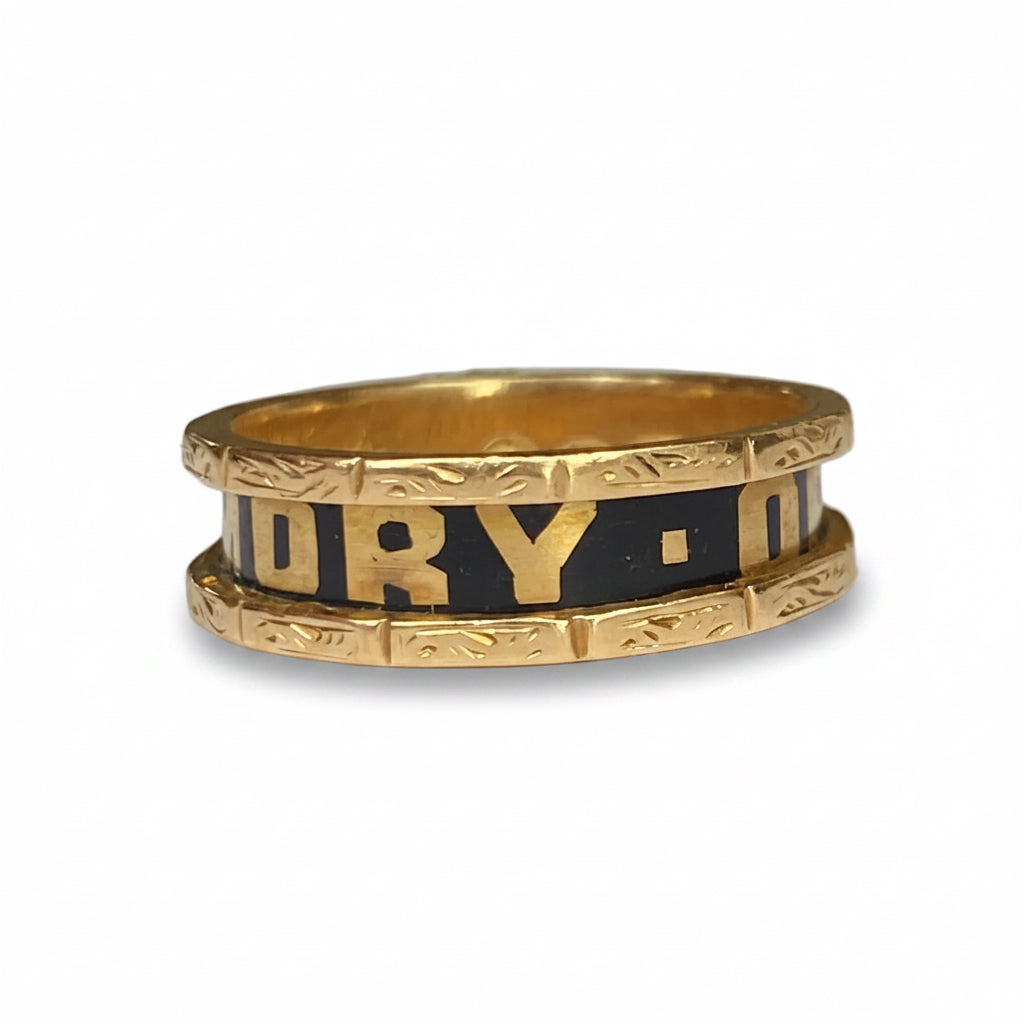 Georgian Enamel Memento Mori Ring in 18ct Gold