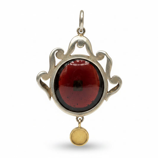 Victorian Garnet, Diamond & Pearl Pendent in 15ct Gold