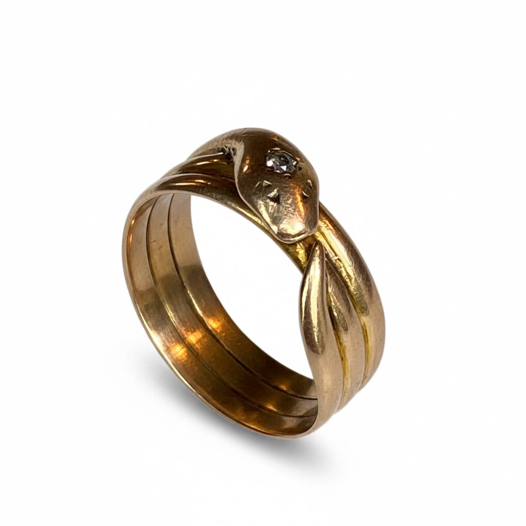 Victorian Diamond Snake Ring in 9ct Gold
