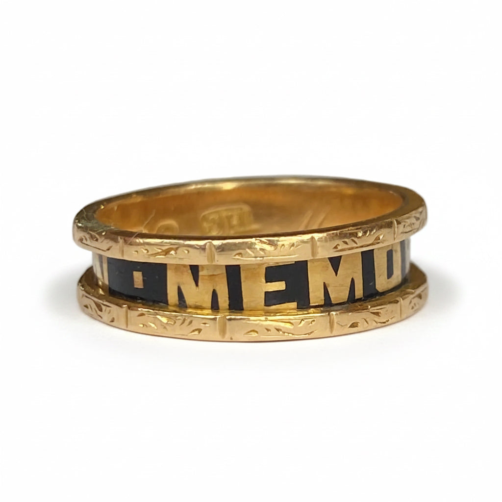 Georgian Enamel Memento Mori Ring in 18ct Gold