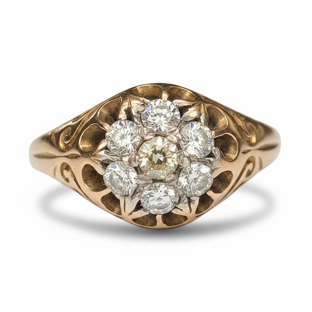 Victorian Diamond Cluster Ring in 18ct Gold