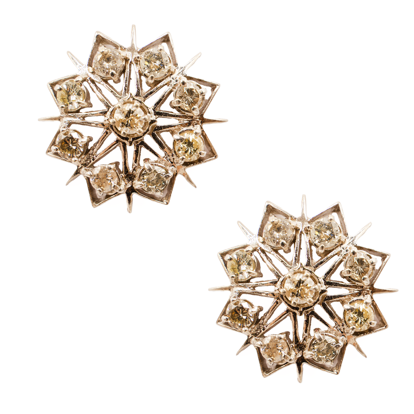 Vintage Clear Emerald and Diamond Earrings in 18ct White Gold