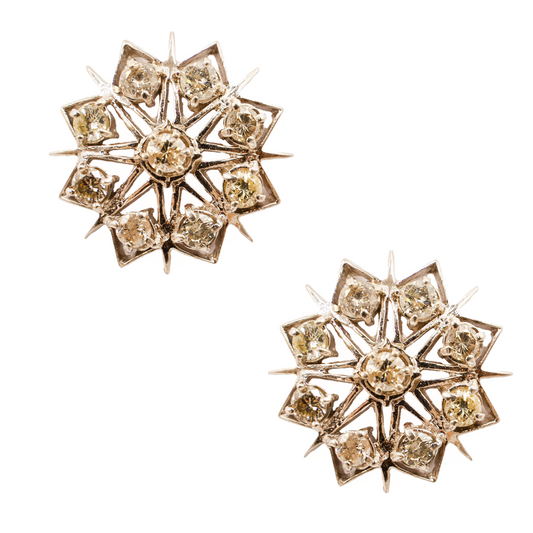 Vintage Clear Emerald and Diamond Earrings in 18ct White Gold