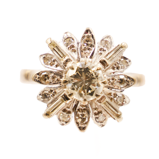 Vintage Diamond Cluster Ring in 18ct White Gold