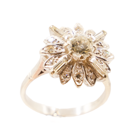 Vintage Diamond Cluster Ring in 18ct White Gold