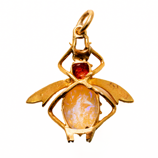 Victorian Bug Pendant with Opal, Spinel & Pearls