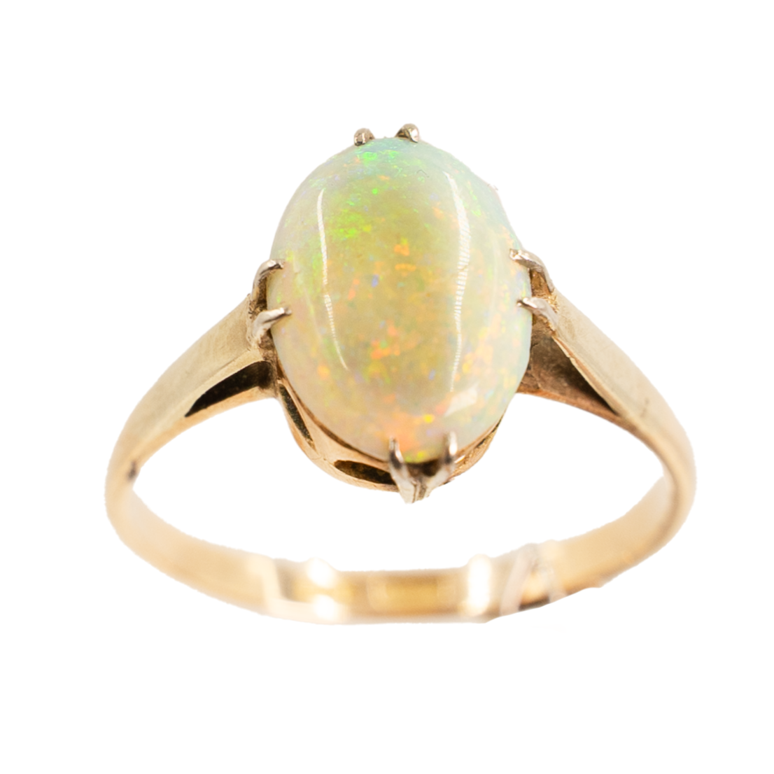 Edwardian Opal Solitaire Ring in 9ct Yellow Gold