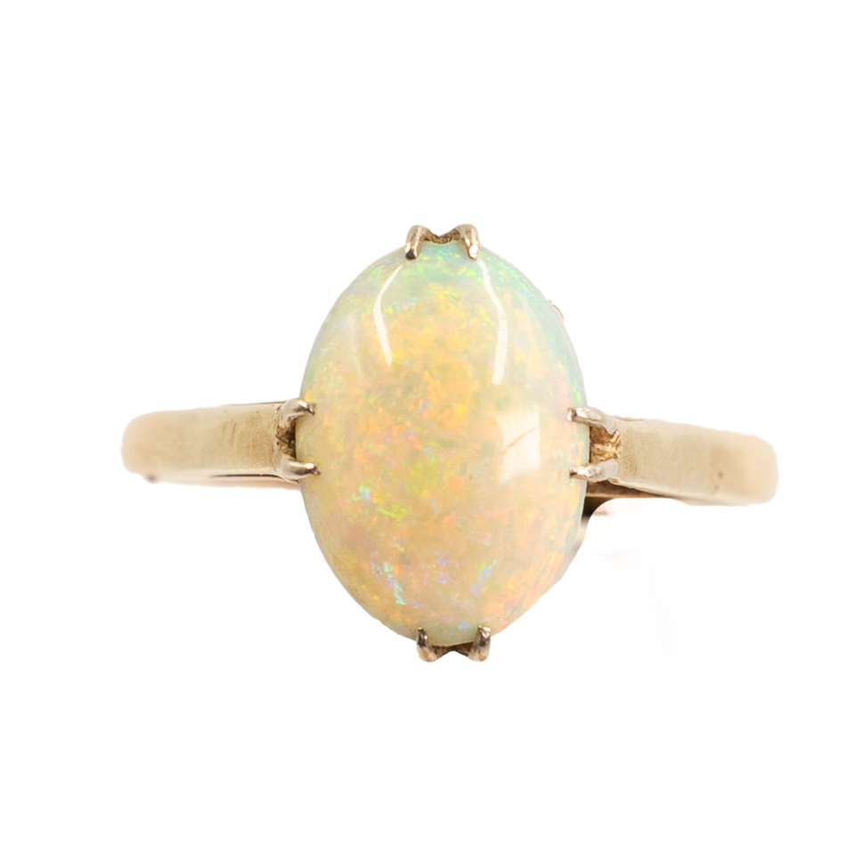 Edwardian Opal Solitaire Ring in 9ct Yellow Gold