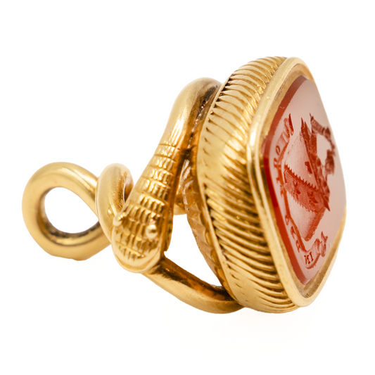 Victorian Carnelian Heraldic Seal Pendant in 18ct Yellow Gold