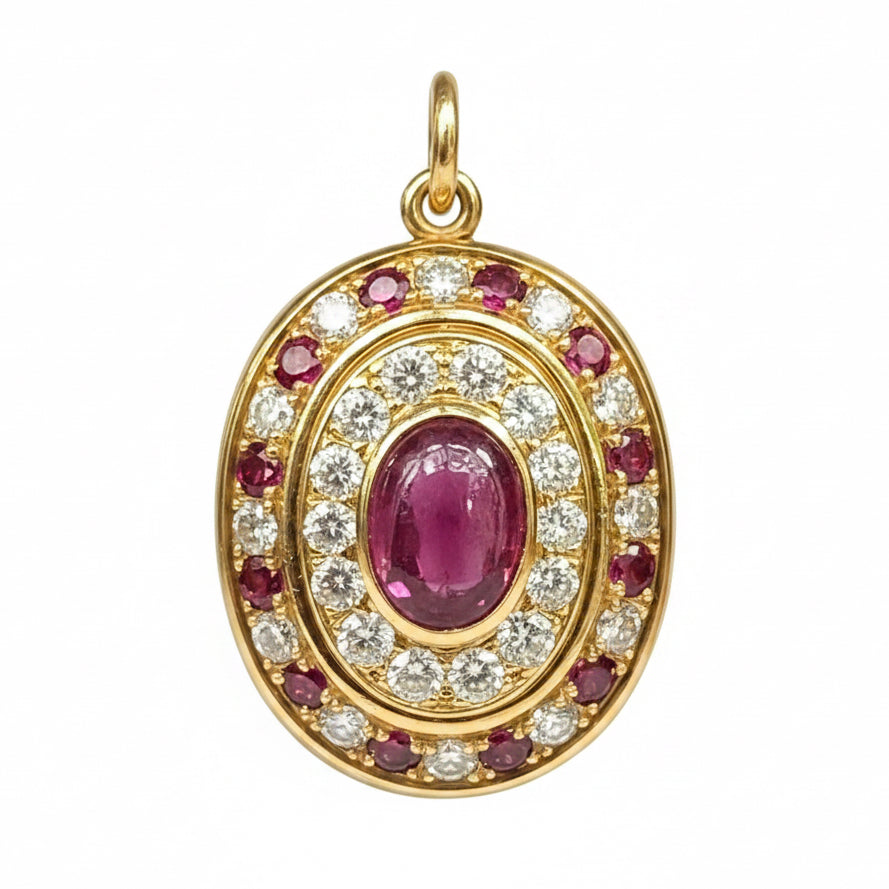 vintage Ruby & Diamond Pendent in 18ct Gold