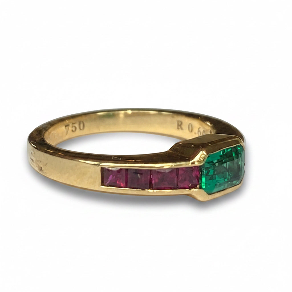 Vintage Ruby & Emerald Ring in 18ct Gold