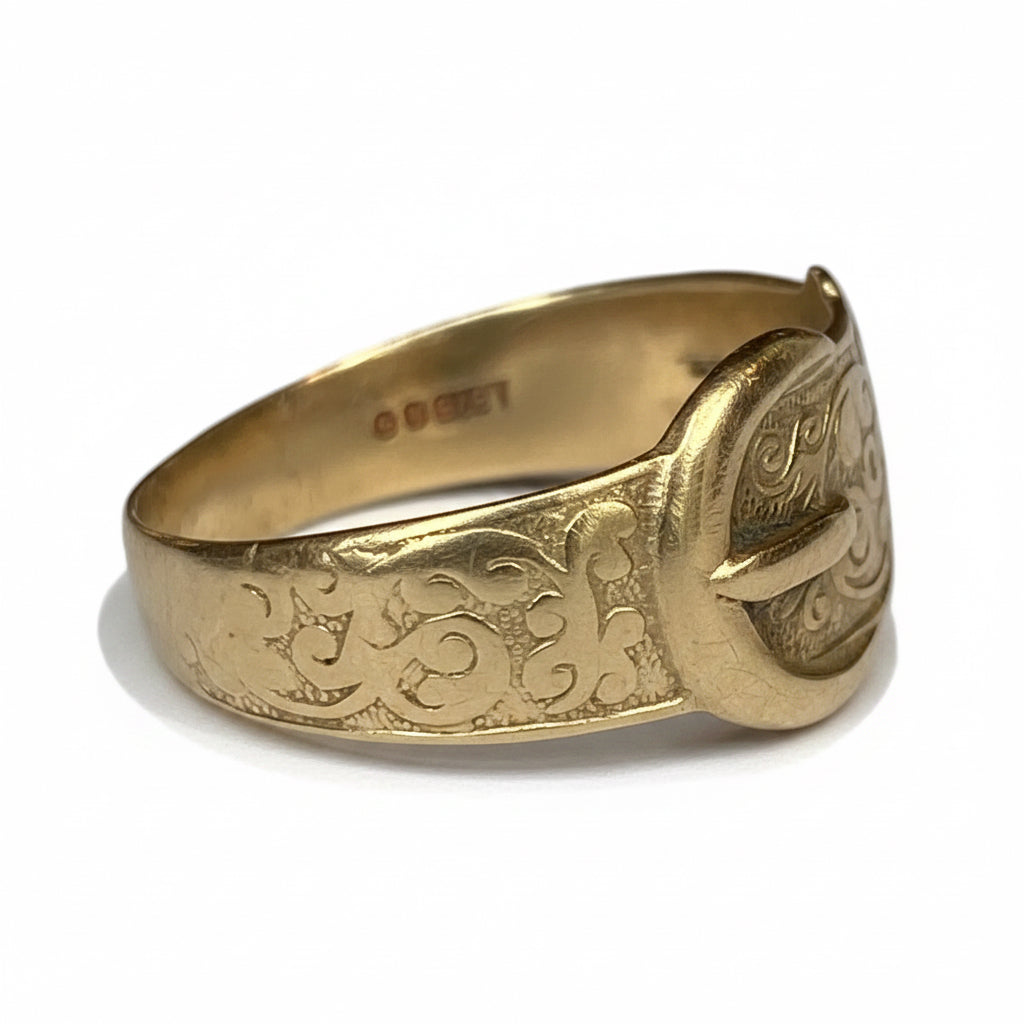 Edwardian Belt Buckle Ring in 9ct Gold