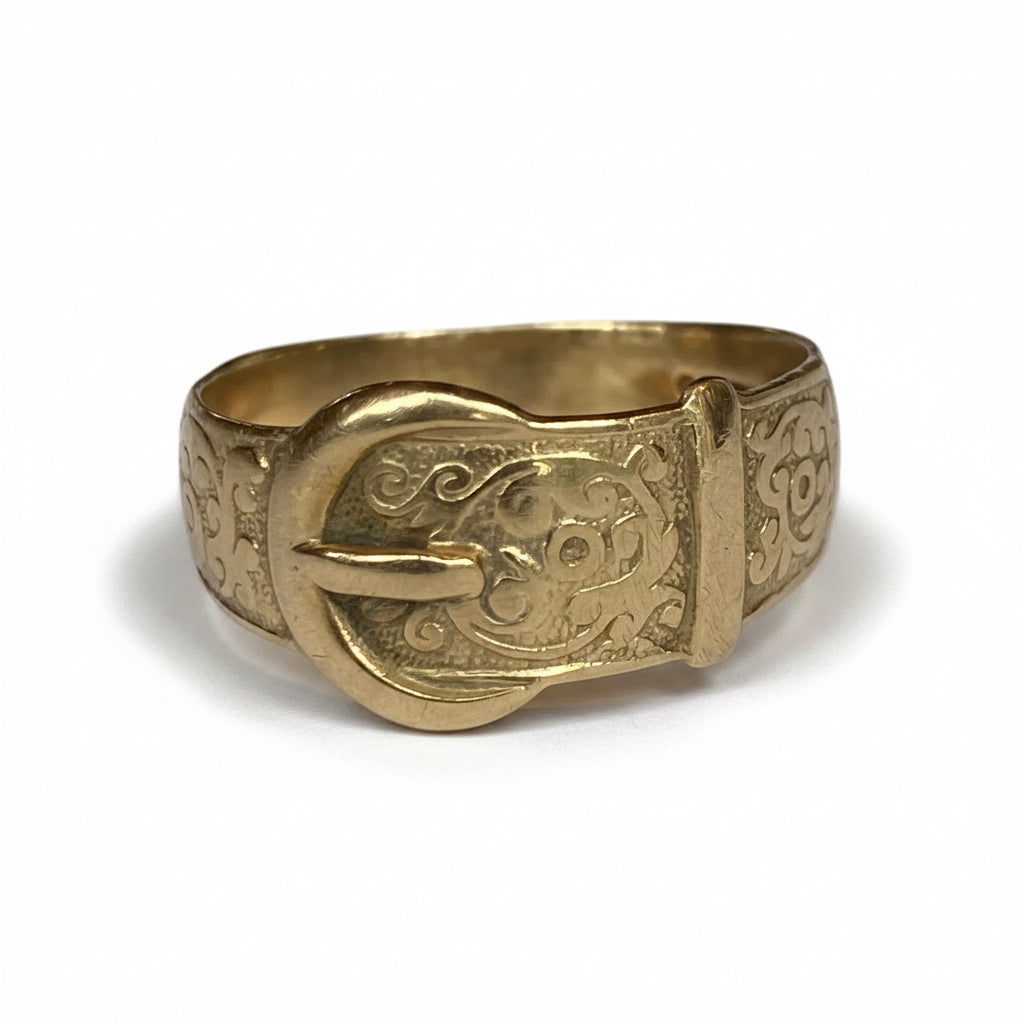 Edwardian Belt Buckle Ring in 9ct Gold