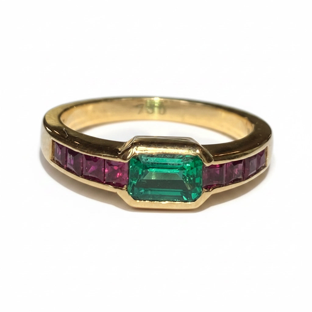 Vintage Ruby & Emerald Ring in 18ct Gold