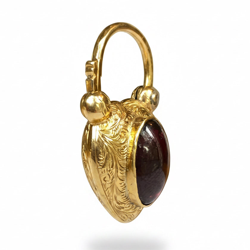 Victorian Garnet Heart Pendent in 15ct Gold