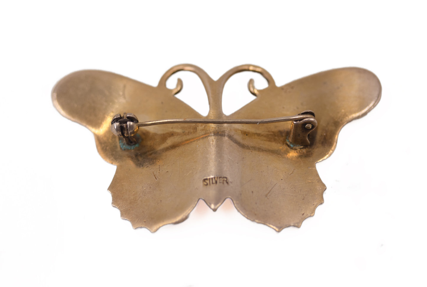 Vintage Yellow Enamel Butterfly Brooch in Silver