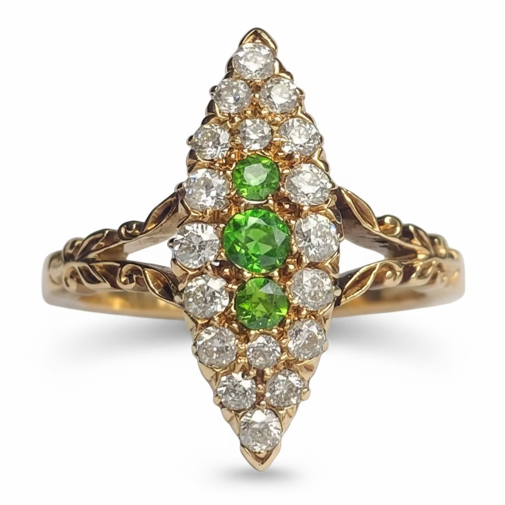 Victorian Demantoid Garnet & Diamond Ring