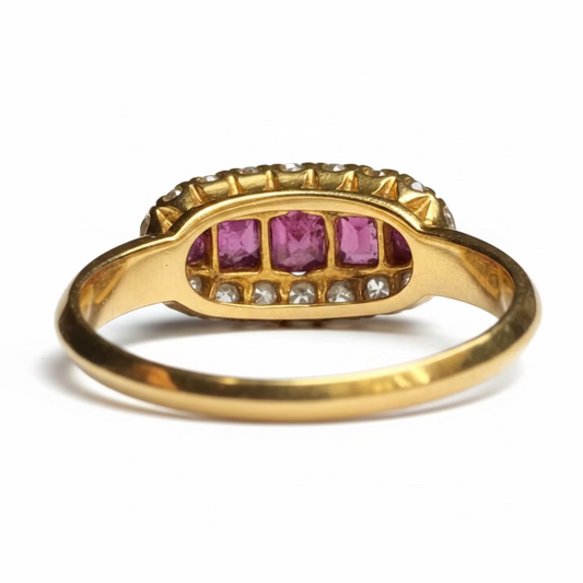 Victorian Ruby & Diamond 18ct Gold Ring