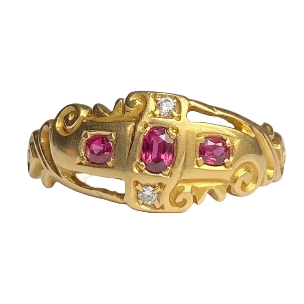 Edwardian Ruby & Diamond Ring in 18ct Gold