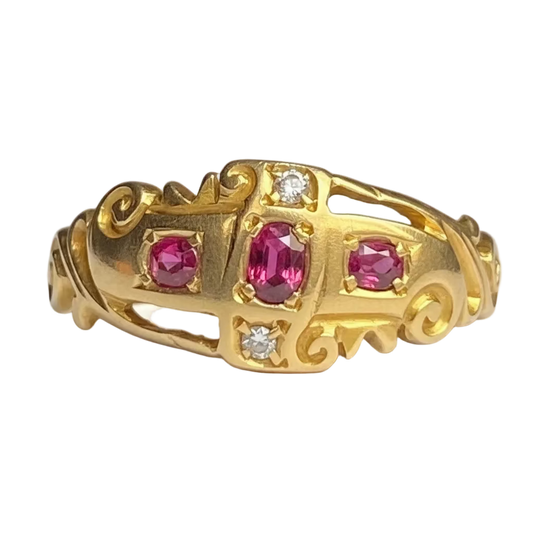 Edwardian Ruby & Diamond Ring in 18ct Gold