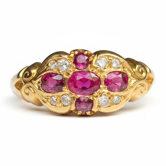 Edwardian Ruby & Diamond Ring in 18ct Gold