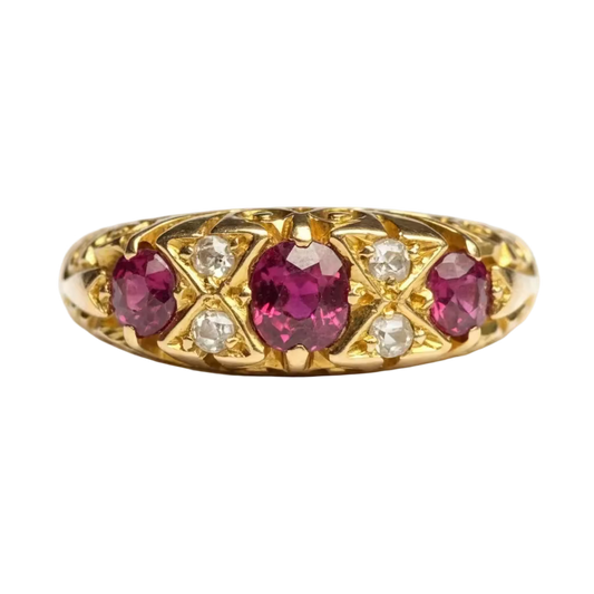 Victorian Ruby & Diamond Ring in 18ct Gold