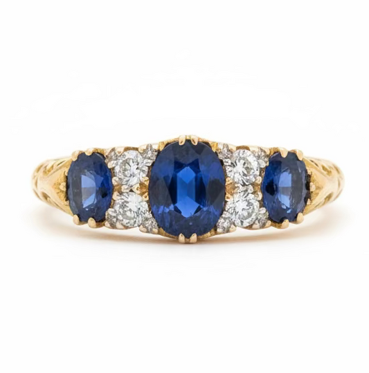 Victorian Sapphire & Diamond Ring in 18ct Gold
