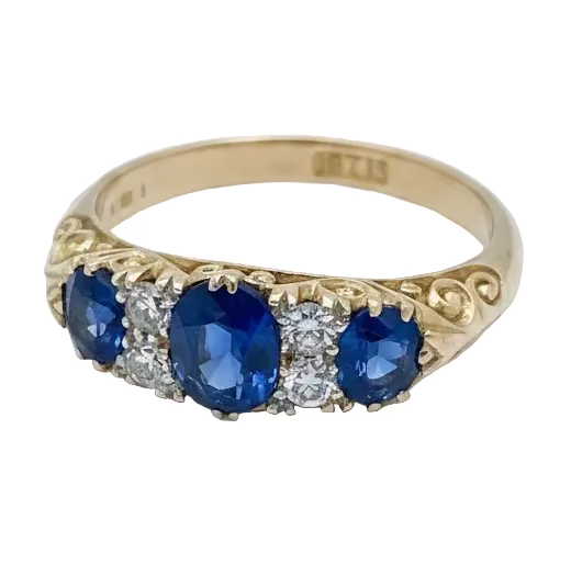 Victorian Sapphire & Diamond Ring in 18ct Gold