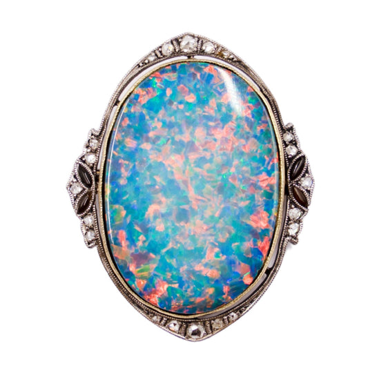 Art Deco Opal and Diamond Brooch