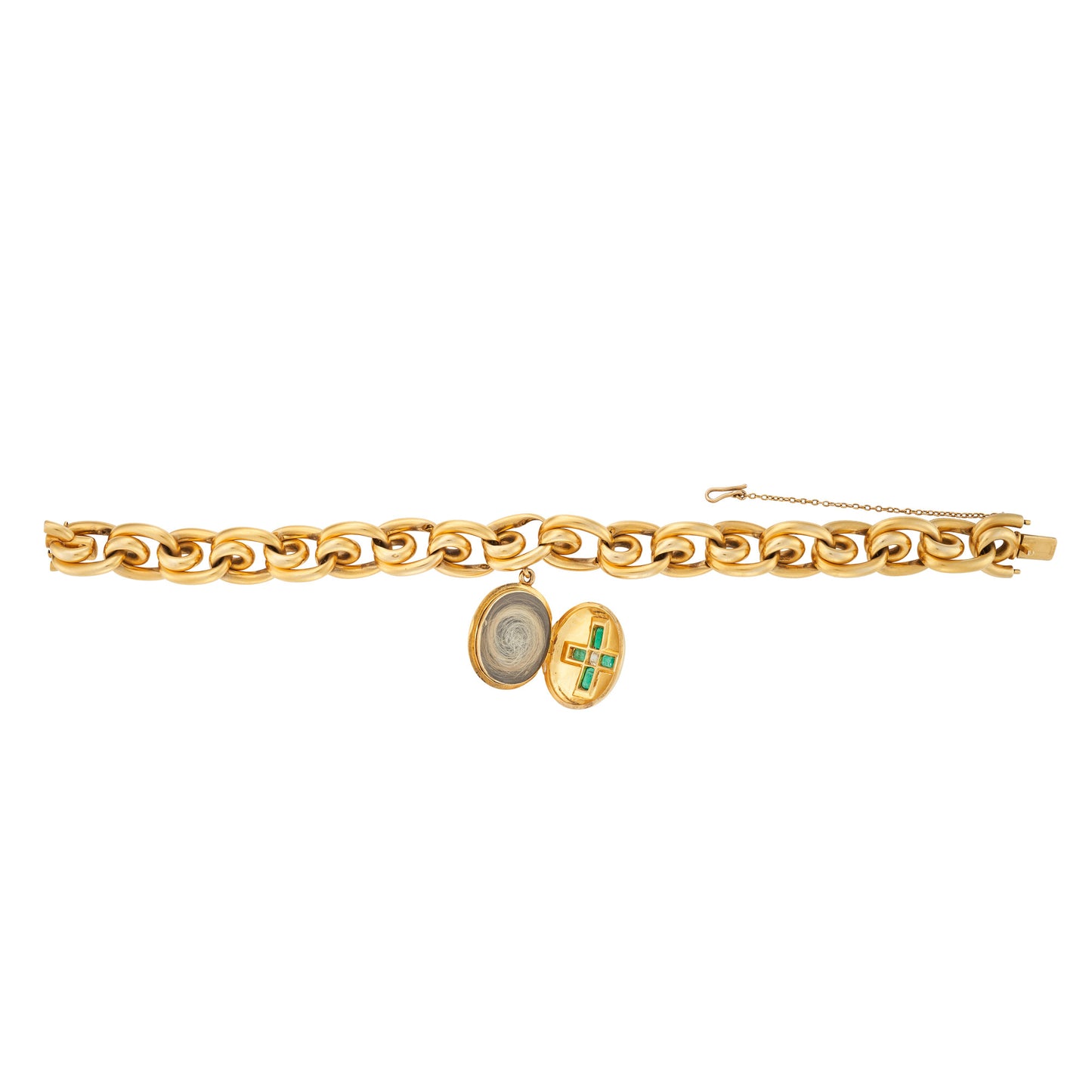 Beautiful Victorian Statement Bracelet with Emeralds and 18ct Yellow Gold