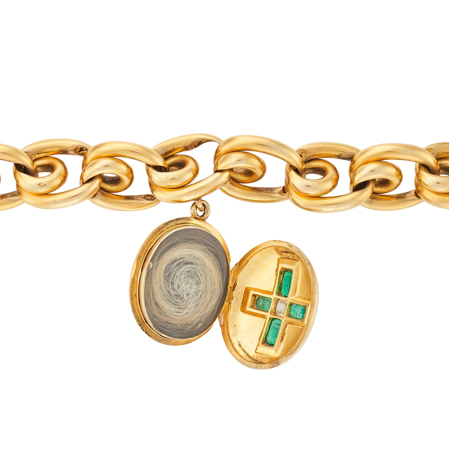 Beautiful Victorian Statement Bracelet with Emeralds and 18ct Yellow Gold