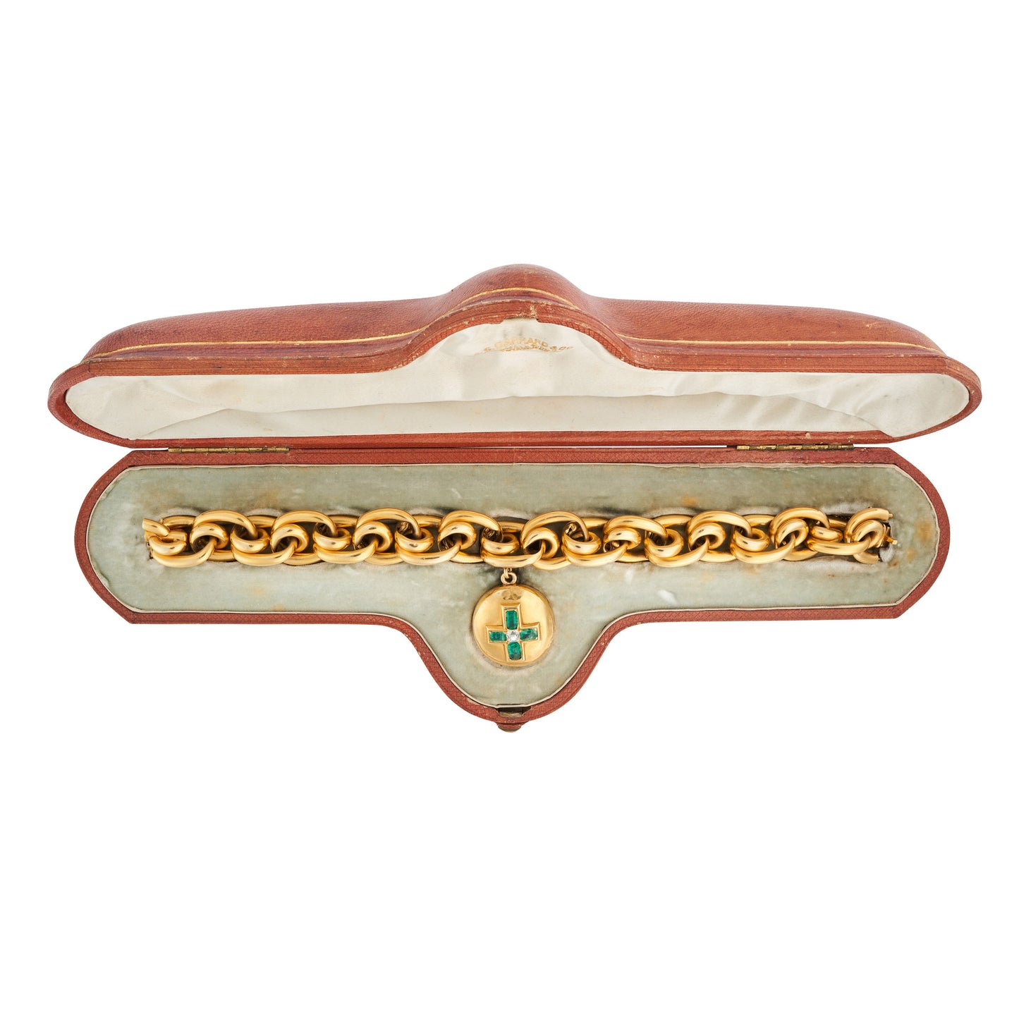 Beautiful Victorian Statement Bracelet with Emeralds and 18ct Yellow Gold