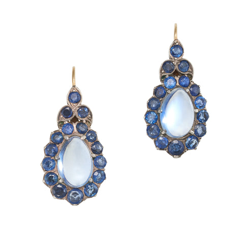 *NEW* Art Deco Sapphire & Moonstone Earrings