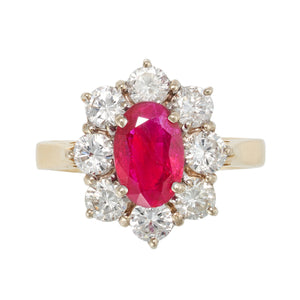 *NEW* Vintage Ruby & Diamond Cluster Ring 18ct Yellow Gold