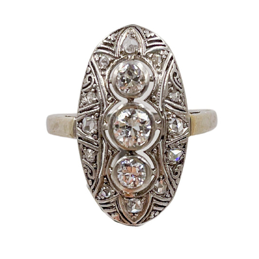 Art Deco 3-Stones Diamond Ring in Platinum