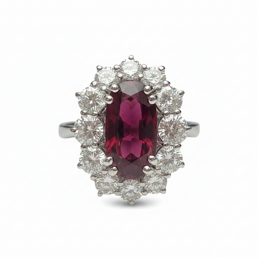 Vintage Ruby and Diamond Ring in 18ct White Gold