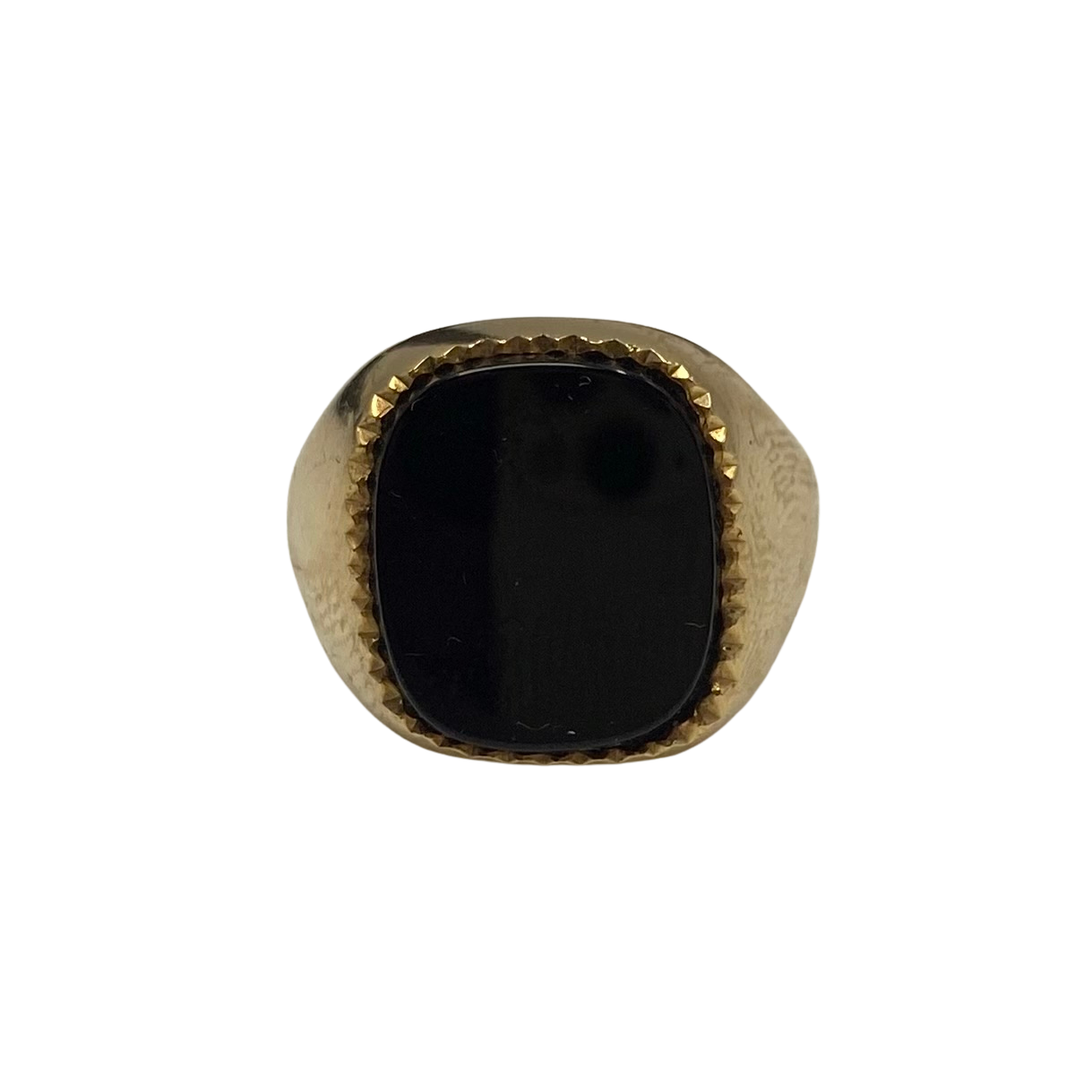 Vintage Onyx Signet Ring in 9ct Yellow Gold 1984