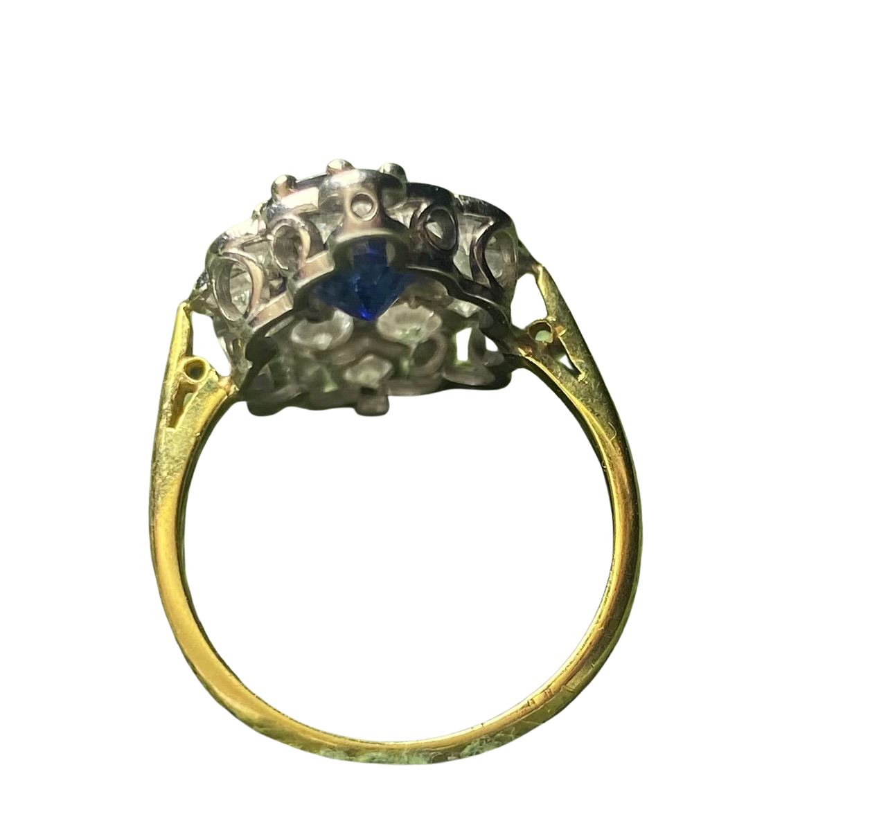 sapphire and Diamond Marquise Ring in 18ct Yellow Gold