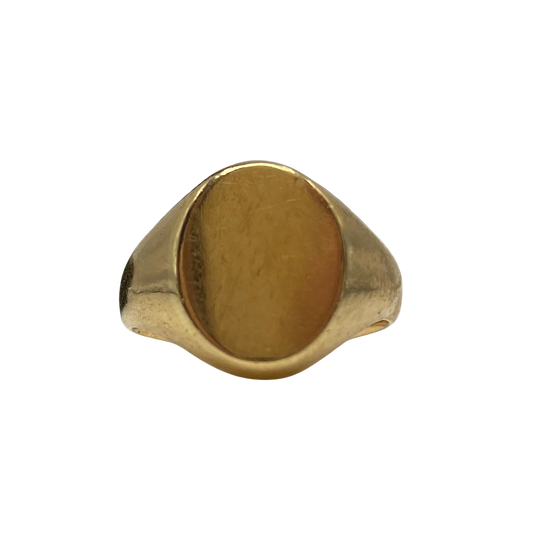 Edwardian 9ct Yellow Gold Oval Signet Ring