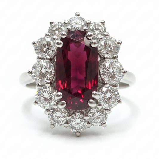 Vintage Ruby and Diamond Ring in 18ct White Gold