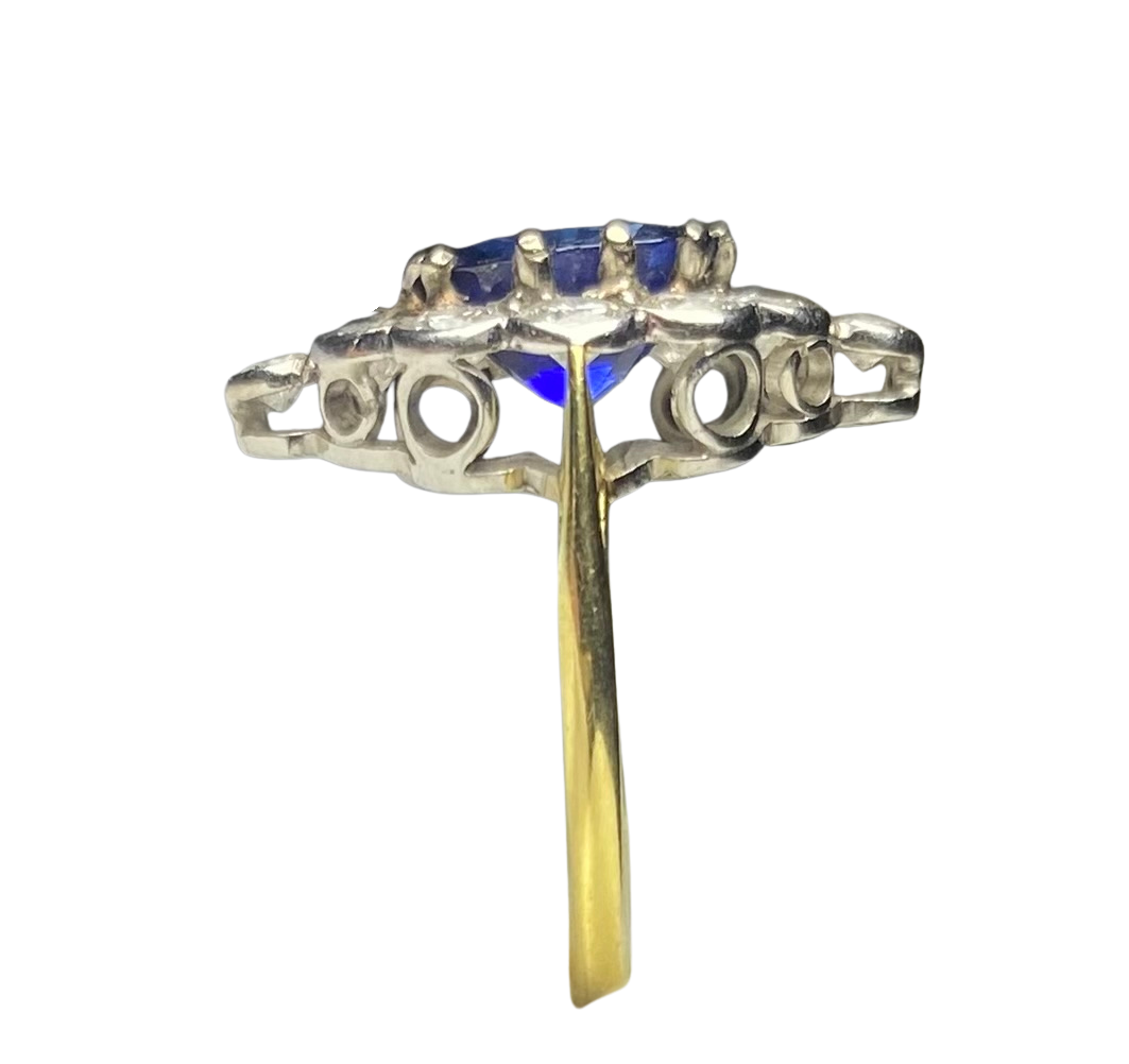 sapphire and Diamond Marquise Ring in 18ct Yellow Gold