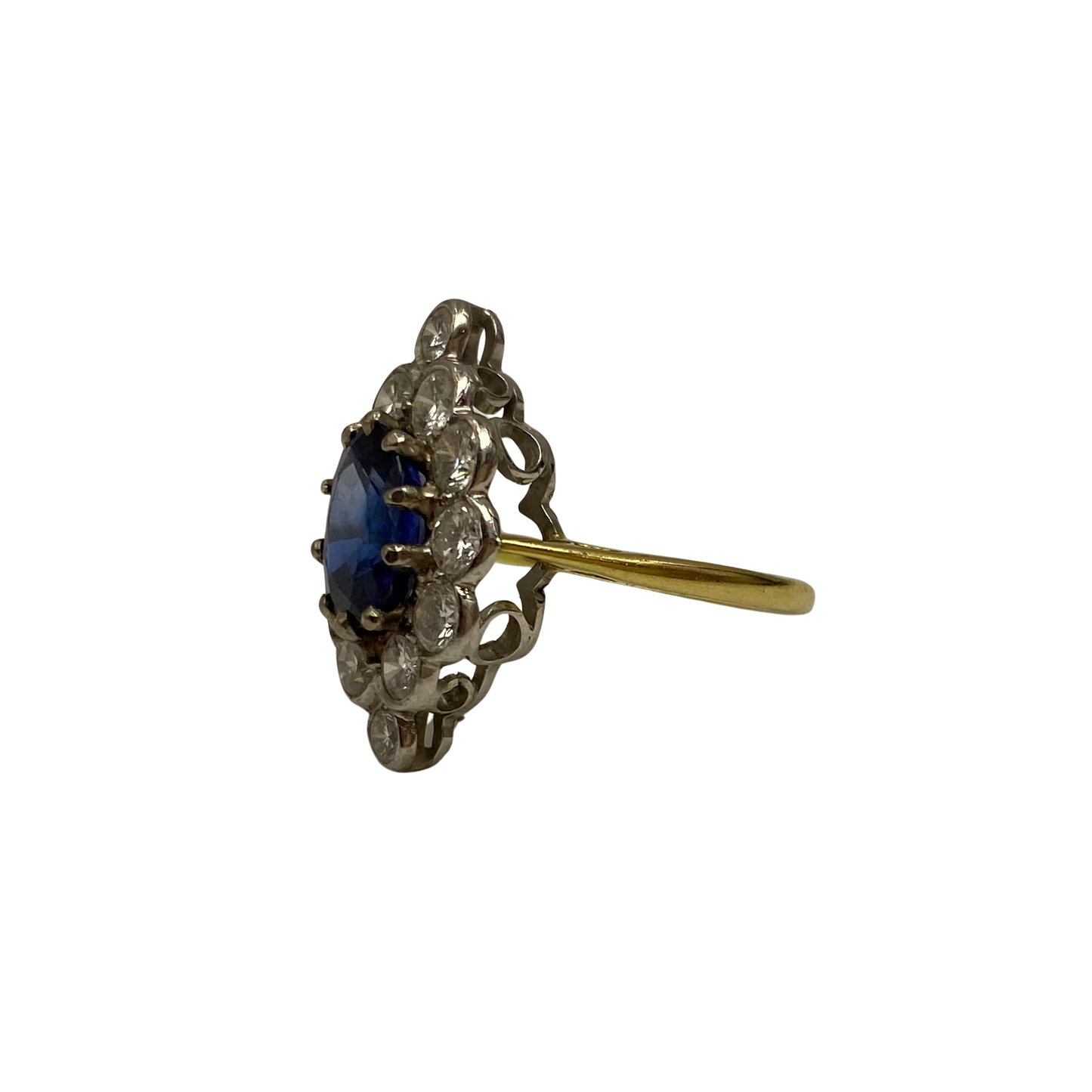 sapphire and Diamond Marquise Ring in 18ct Yellow Gold