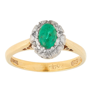 *NEW* Vintage Emerald and Diamond Cluster Ring, 18ct Yellow Gold
