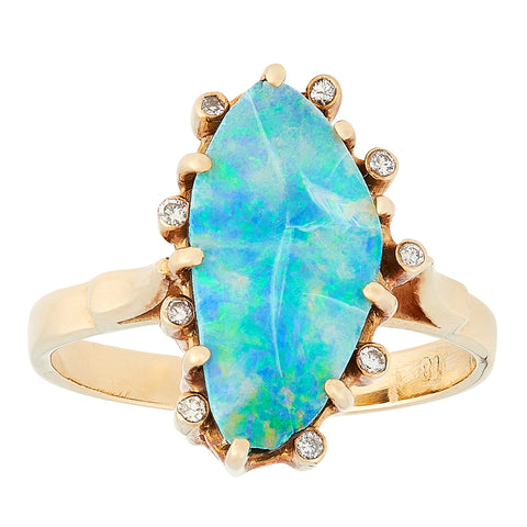 *NEW* Vintage Opal and Diamond Ring, 18ct Yellow Gold