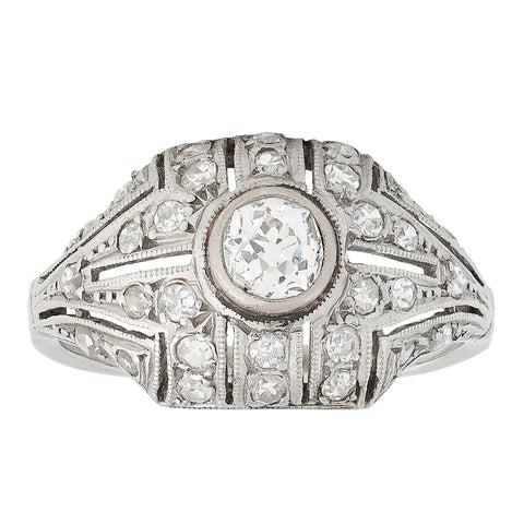 Art Deco Diamond Ring, Platinum