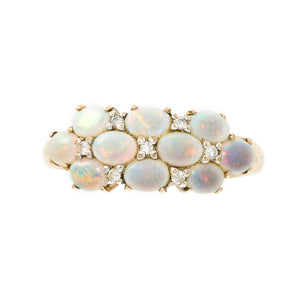 *NEW* Vintage Opal and Diamond Cluster Ring, 9ct Yellow Gold