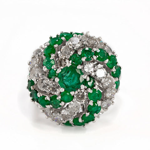 Vintage Emerald and Diamond Cocktail Ring
