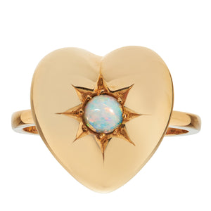 *New* Antique Edwardian Opal Heart Ring, Yellow Gold 15ct Yellow Gold