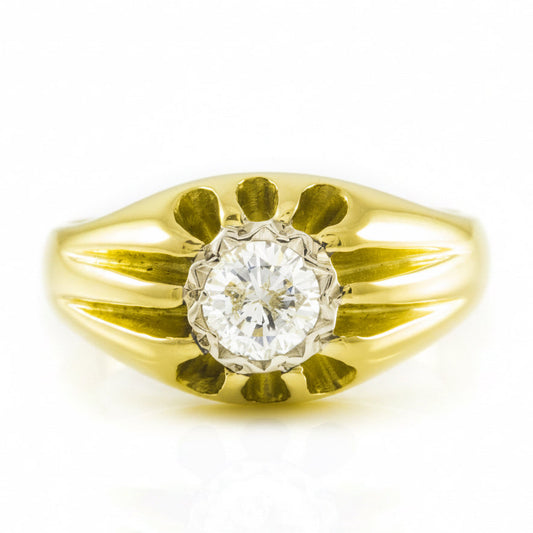 Gents Vintage Diamond Ring, 18ct yellow Gold