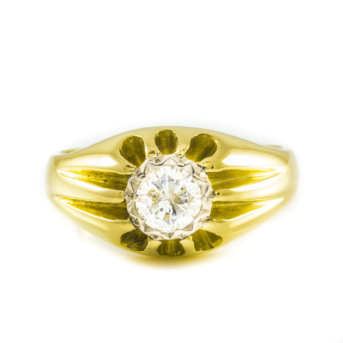 Gents Vintage Diamond Ring, 18ct yellow Gold